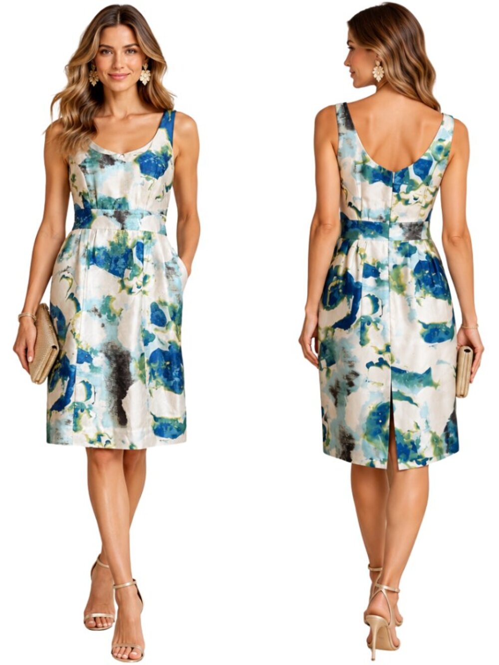 Vintage Banana Republic 100% Silk Floral Dress Womens 4 Abstract Formal Cocktail